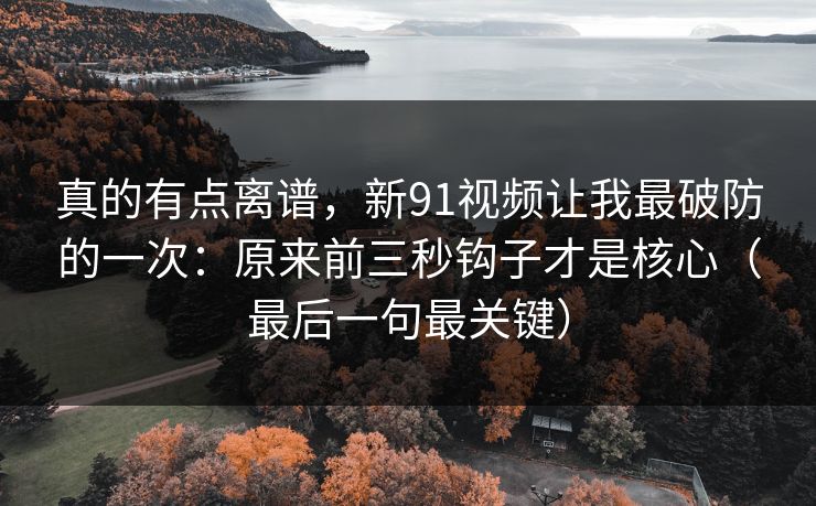 真的有点离谱，新91视频让我最破防的一次：原来前三秒钩子才是核心（最后一句最关键）